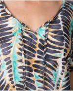 Vestit de platja curt de dona de màniga curta caiguda amb estampat floral