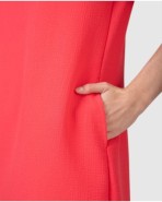 Playera corta de mujer de manga corta caída con bolsillos laterales