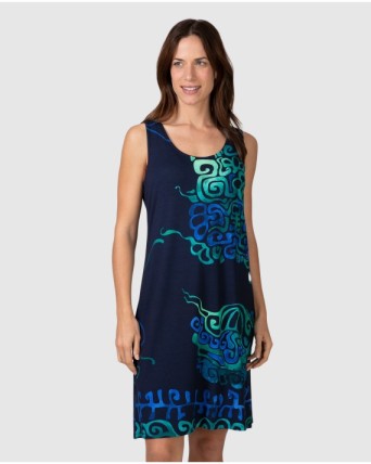 Vestit de platja curt de dona sense mànigues amb estampat gràfic