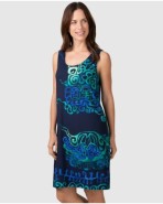 Vestit de platja curt de dona sense mànigues amb estampat gràfic