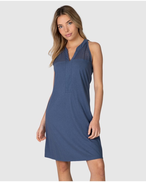 Vestit de platja curt de dona sense mànigues amb panel calat