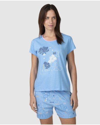 Pijama curt de dona màniga curta estampat floral