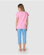 Pijama pirata de mujer manga corta cuello pico estampado floral