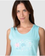 Women's short sleeveless pajamas with front print