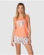 Women's short sleeveless pajamas with heart print