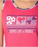 Women's short-sleeved pajamas with hearts and flowers print