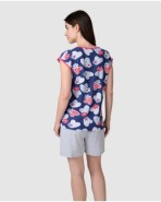 Pijama corto de mujer manga japonesa estampado corazones y flores