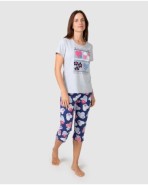 Pijama pirata de mujer manga corta estampado corazones y flores