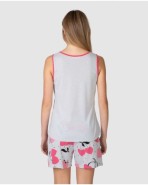 Women's short pajamas with straps strawberry and heart print