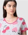 Women's short-sleeved pajamas with strawberry and heart print