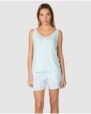 Women's short pajamas with plain straps and round neck