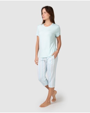 Pijama pirata de mujer manga corta liso y cuello redondo