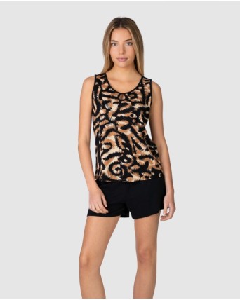 Pijama corto de mujer tirantes estampado animal print