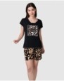 Women's short pajamas with Japanese sleeves and animal print