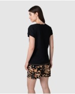 Women's short pajamas with Japanese sleeves and animal print