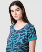 Women's pirate pajamas with dropped sleeves and graphic print