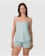 Women's short pajamas with straps and central bow detail