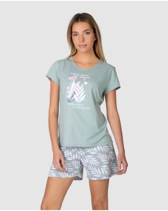 Pijama corto de mujer manga japonesa estampado grafico central