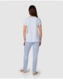 Women's long short-sleeved pajamas with button placket
