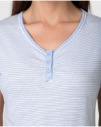 Pijama largo de mujer manga corta con tapeta abotonada