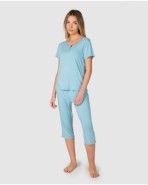 Pijama curt de dona de màniga curta amb tapeta abotonada