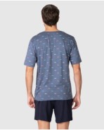 Pijama curt d'home de màniga curta micro estampat i tapeta