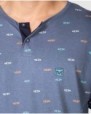 Men's short-sleeved micro-print pajamas with placket