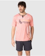 Pijama corto de hombre de manga corta con tapeta abotonada