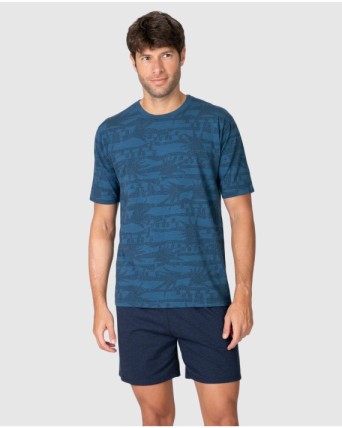 Pijama corto de hombre de manga corta con estampado gráfico