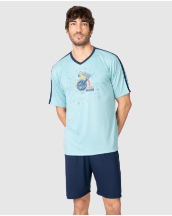 Men's short-sleeved graphic print pajamas