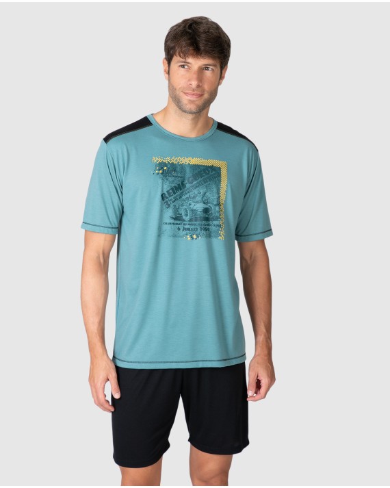 Men's short-sleeved graphic print pajamas