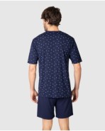 Pijama corto de hombre de manga corta con tapeta abotonada