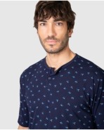 Pijama corto de hombre de manga corta con tapeta abotonada