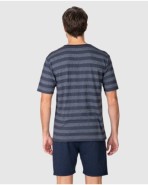 Pijama corto de hombre de manga corta tejido listado y estampado barcos