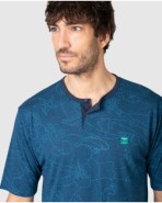 Men's short-sleeved printed pajamas in blue