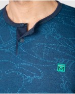 Pijama curt d'home de màniga curta estampat en color blau