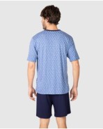 Men's short-sleeved pajama set with button placket