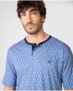 Pijama corto de hombre de manga corta con tapeta abotonada