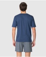 Men's short-sleeved pajamas with a blue print