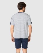 Men's short-sleeved pajama set with button placket