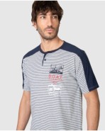 Men's short-sleeved pajama set with button placket