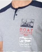 Pijama corto de hombre de manga corta con tapeta abotonada