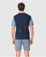 Men's short-sleeved pajama set with button placket