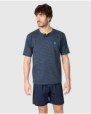 Men's short-sleeved pajama set with button placket