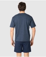 Men's short-sleeved pajama set with button placket