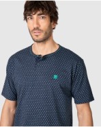 Men's short-sleeved pajama set with button placket