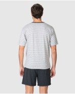 Men's short-sleeved pajama set with button placket