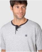 Men's short-sleeved pajama set with button placket