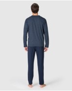 Men's long-sleeved button-front pajamas