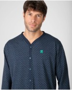 Men's long-sleeved button-front pajamas